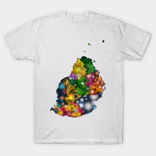 Spirograph Patterned Mauritius Map T-Shirt